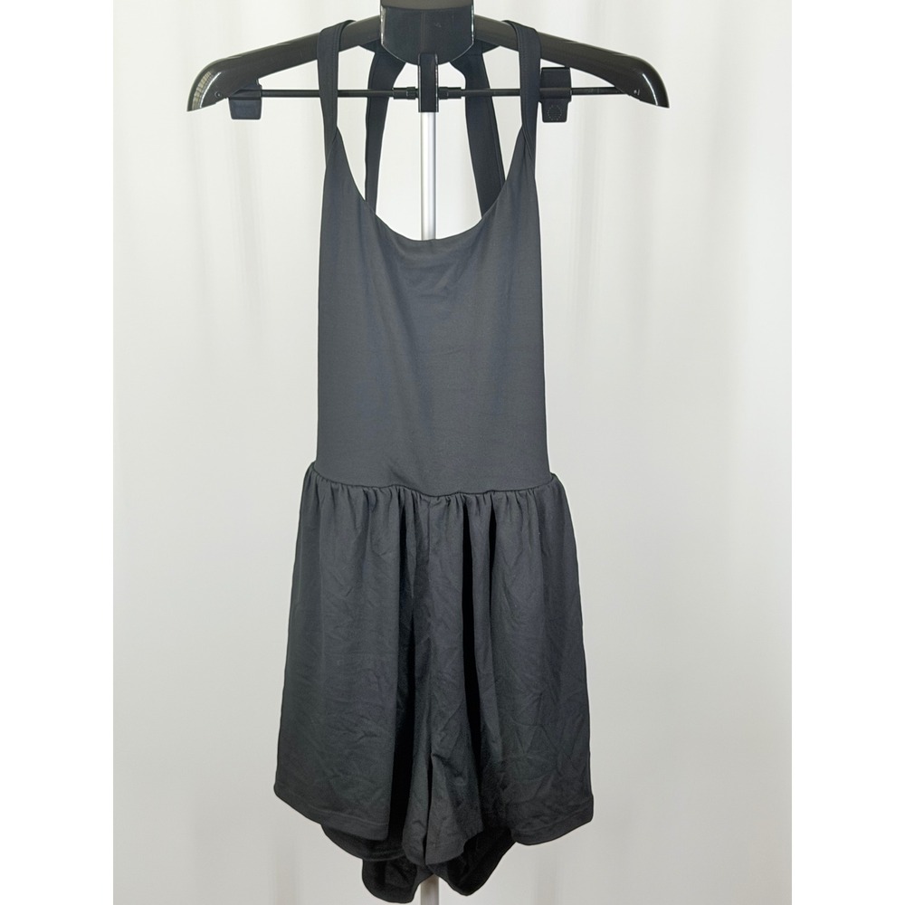 Halara Black Active Romper Twisted Back Athleisure One Piece Size M NWT